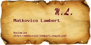 Matkovics Lambert névjegykártya